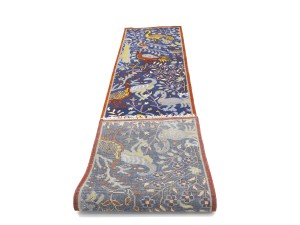 Blue Pictorial 3X12 Oriental Runner Rug