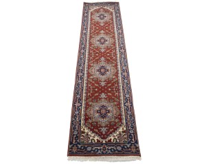 Rusty Red Floral 3X10 Heriz Serapi Oriental Runner Rug