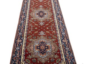 Rusty Red Floral 3X10 Heriz Serapi Oriental Runner Rug