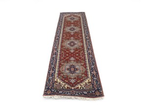 Rusty Red Floral 3X10 Heriz Serapi Oriental Runner Rug