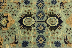 Light Gray Geometric 3X12 Indo-Karajeh Oriental Runner Rug