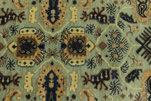 Light Gray Geometric 3X12 Indo-Karajeh Oriental Runner Rug