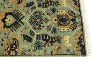 Light Gray Geometric 3X12 Indo-Karajeh Oriental Runner Rug