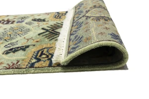 Light Gray Geometric 3X12 Indo-Karajeh Oriental Runner Rug
