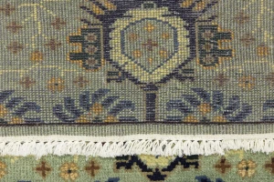 Light Gray Geometric 3X12 Indo-Karajeh Oriental Runner Rug