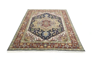 Dark Purple-navy Floral 8X10 Heriz Serapi Oriental Rug