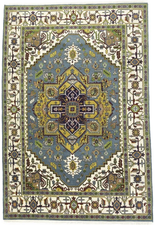 Gray Floral 8'5X12'3 Heriz Serapi Oriental Rug