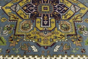 Gray Floral 8'5X12'3 Heriz Serapi Oriental Rug