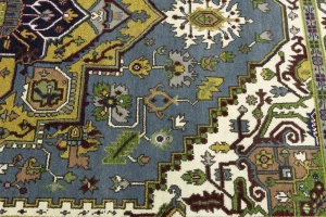 Gray Floral 8'5X12'3 Heriz Serapi Oriental Rug