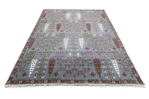 Gray Floral 9X12 Traditional Tree of Life Chobi Oriental Rug