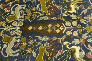 Blue-gray Pictorial Tribal 10X14 Chobi Oriental Rug