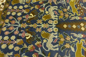 Blue-gray Pictorial Tribal 10X14 Chobi Oriental Rug