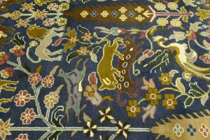 Blue-gray Pictorial Tribal 10X14 Chobi Oriental Rug