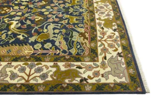 Blue-gray Pictorial Tribal 10X14 Chobi Oriental Rug