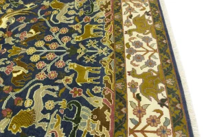 Blue-gray Pictorial Tribal 10X14 Chobi Oriental Rug