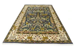Blue-gray Pictorial Tribal 10X14 Chobi Oriental Rug