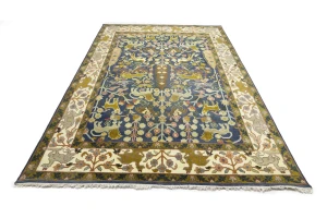 Blue-gray Pictorial Tribal 10X14 Chobi Oriental Rug