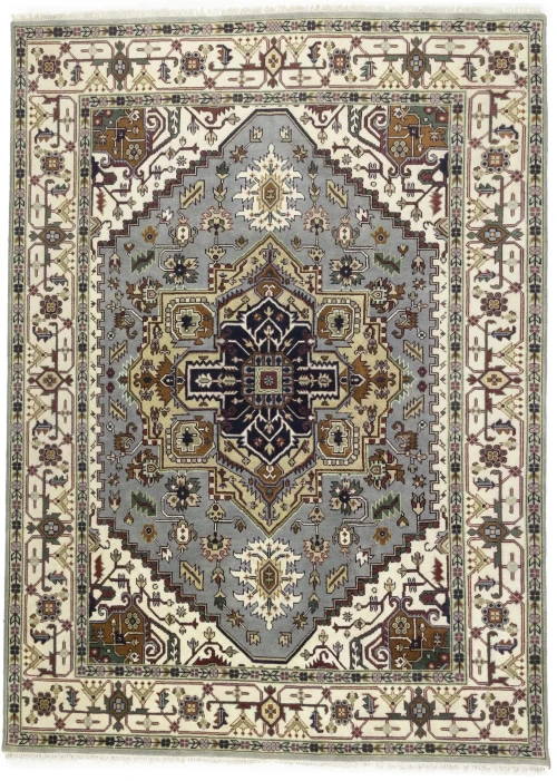 Light Gray Floral 9X12 Heriz Serapi Oriental Rug