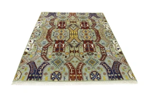 Navy Blue Tribal Geometric 8X10 Oriental Rug