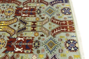 Navy Blue Tribal Geometric 8X10 Oriental Rug