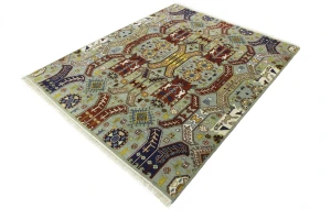 Navy Blue Tribal Geometric 8X10 Oriental Rug