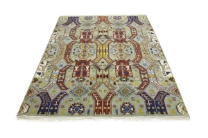 Navy Blue Tribal Geometric 8X10 Oriental Rug