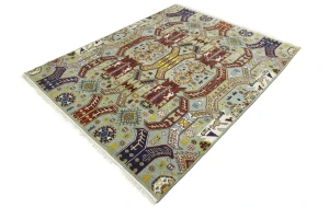 Navy Blue Tribal Geometric 8X10 Oriental Rug