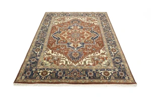 Rusty Red Floral 8X10 Heriz Serapi Oriental Rug