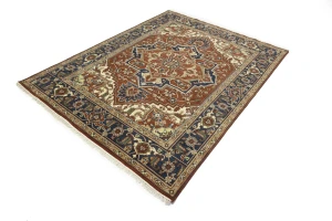Rusty Red Floral 8X10 Heriz Serapi Oriental Rug