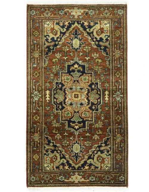 Rust Orange Floral Tribal 3X5 Heriz Serapi Oriental Rug