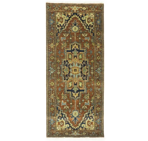 Rust Orange Floral Tribal 3X6 Heriz Serapi Oriental Rug