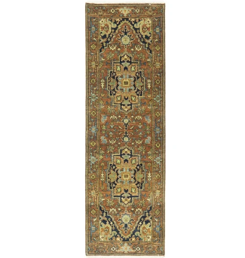 Rust Orange Floral Tribal 3X8 Heriz Serapi Oriental Runner Rug