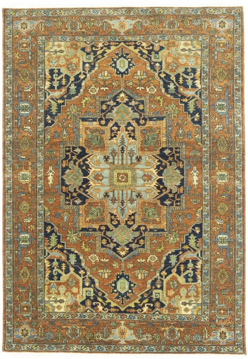 Rust Orange Floral Tribal 6X9 Heriz Serapi Oriental Rug