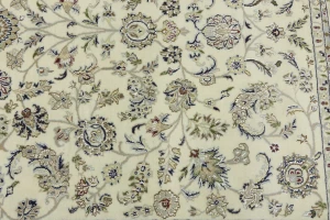 Cream Floral 6'5X9'9 Indo-Nain Oriental Rug