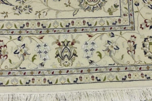 Cream Floral 6'5X9'9 Indo-Nain Oriental Rug