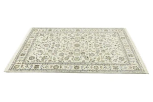 Cream Floral 6'5X9'9 Indo-Nain Oriental Rug