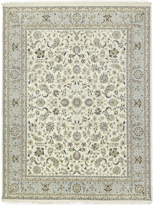 Cream Floral 8X10 Indo-Nain Oriental Rug