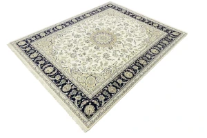 Cream Floral 8X10 Indo-Nain Oriental Rug