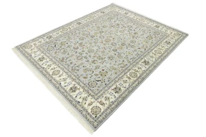 Light Blue-gray Floral 8X10 Indo-Nain Oriental Rug