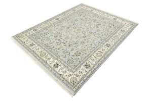 Light Blue-gray Floral 8X10 Indo-Nain Oriental Rug