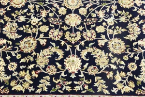Dark Navy Floral 8X10 Indo-Nain Oriental Rug