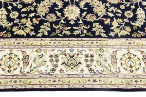 Dark Navy Floral 8X10 Indo-Nain Oriental Rug