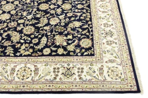 Dark Navy Floral 8X10 Indo-Nain Oriental Rug