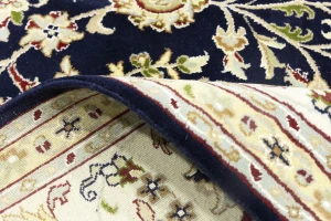 Dark Navy Floral 8X10 Indo-Nain Oriental Rug