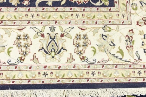 Dark Navy Floral 8X10 Indo-Nain Oriental Rug