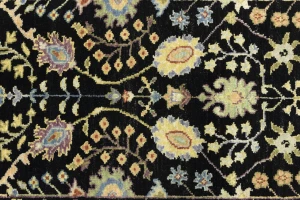 Black Floral 2'5X10'2 Osh Chobi Oriental Runner Rug