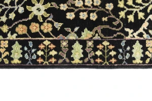 Black Floral 2'5X10'2 Osh Chobi Oriental Runner Rug