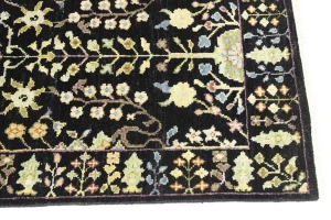 Black Floral 2'5X10'2 Osh Chobi Oriental Runner Rug