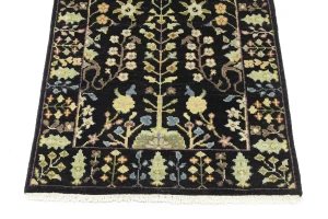 Black Floral 2'5X10'2 Osh Chobi Oriental Runner Rug