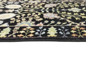 Black Floral 2'5X10'2 Osh Chobi Oriental Runner Rug